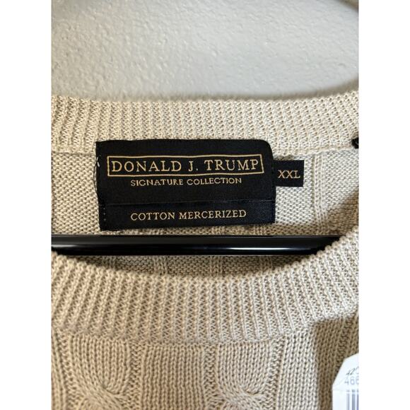 Donald J Trump Signature Collection Mens Sz XXL Cable Knit Vest Beige Mercerized - Picture 4 of 9